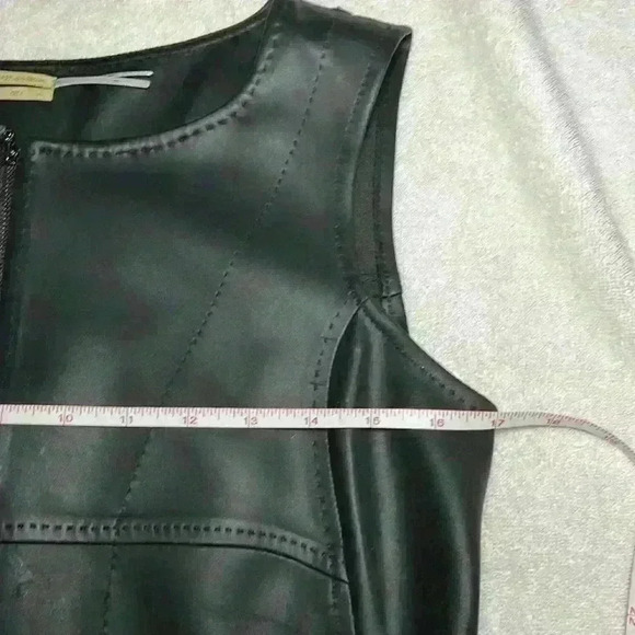 Max Studio City Vegan Faux Leather Full Front Zipper Mini Bodycon Dress Pockets - Picture 9 of 12